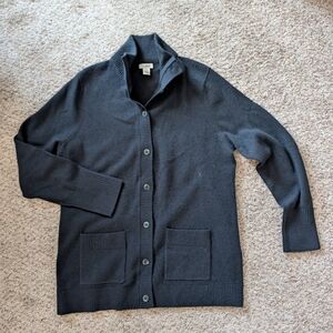 L.L. Bean Women's 100% Cashmere Black Button Down Knit Cardigan Size Small